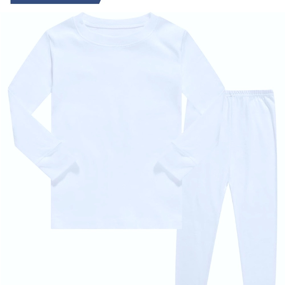 UNISEX White Long Sleeve Pajamas Set